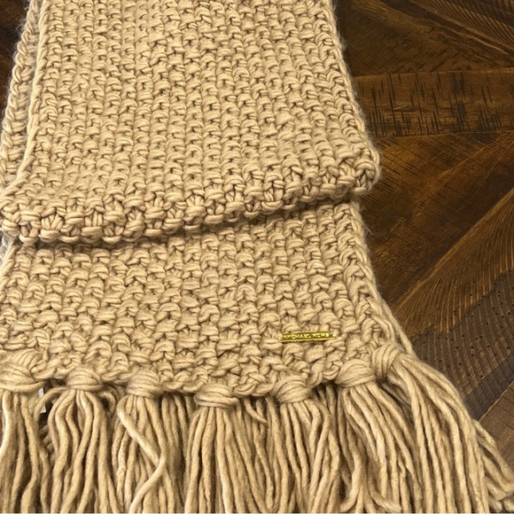Michael Kors Camel Knit Fringe Scarf - Picture 2 of 4